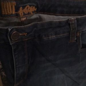 Distressed straight leg jeans